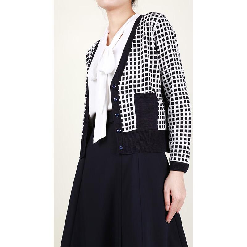 Anlom Women's Plaid V-Neck Long Sleeve Knit Top