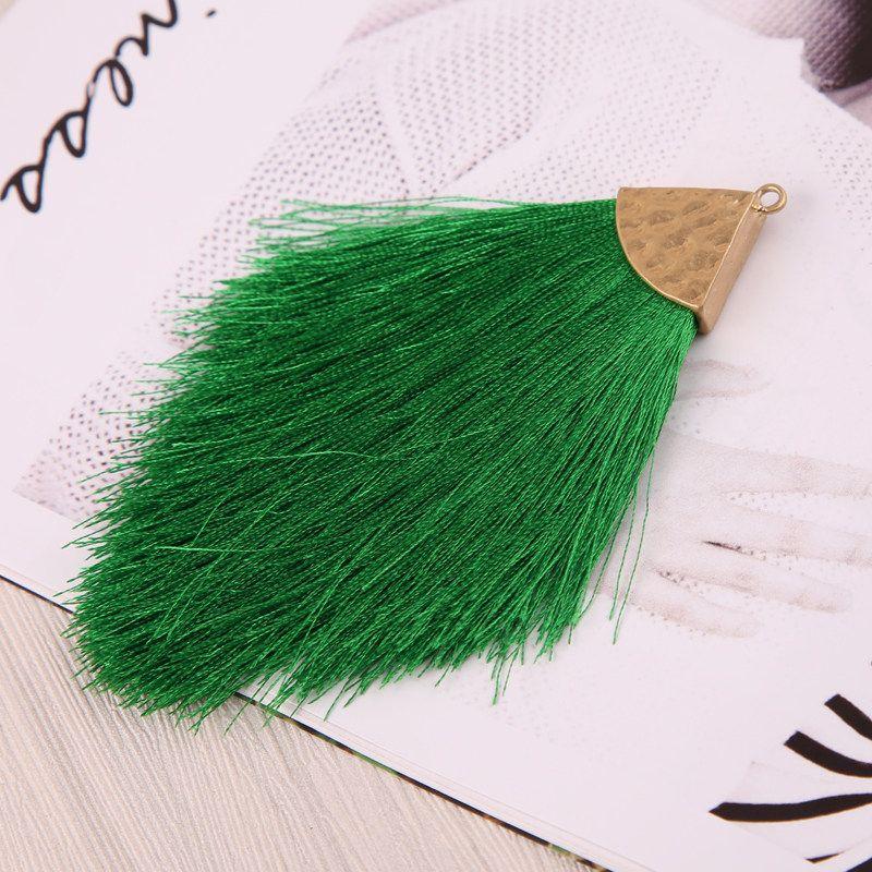

DIY Jewelry Accessories European and American Fashion Alloy Triangle Hat Tassel Tassel Earrings Pendant Bohemian Style Pendant Green