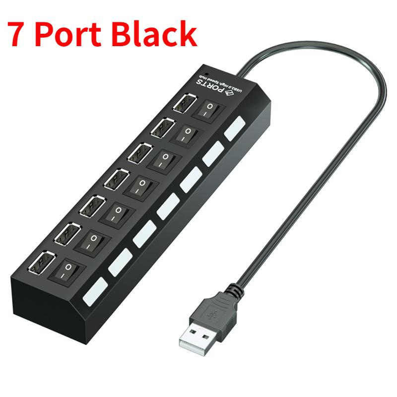 USB 2.0 HUB 4/7 Port Multiple Expander With ON/OFF Switch Multi USB Splitter Hub 4ports 7ports Adapter Computer Accessories