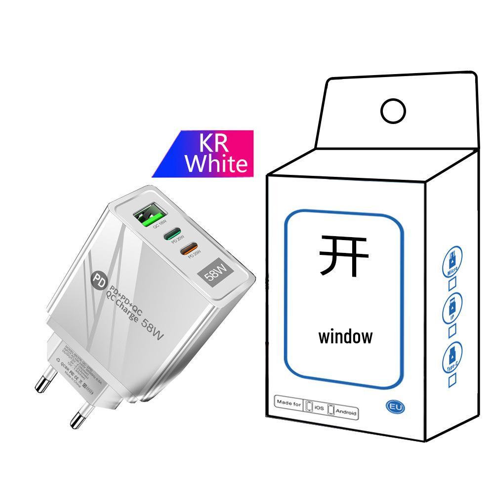58W Dual Fast Charger with 2PD & QC3.0 for EU/US/UK/KR/AU