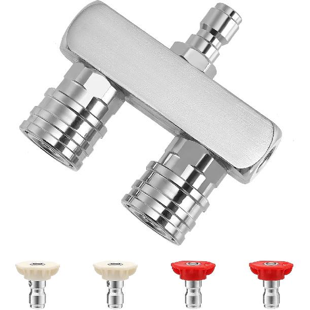 Насадки для мойки высокого давления, Насадки для мойки высокого давления 2-в-1, Двойная насадка для мойки высокого давления с 4 шт. насадками-распылителями для мойки высокого давления(0,40 Градуса), 1/4 дюйма