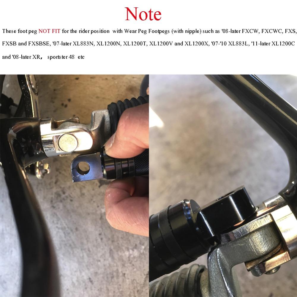 1Pair Motorcycle Black Foot Pegs Rider Rear Front Pedal Footrest For Harley Touring Sportster 883 1200 XL Softail Dyna Low