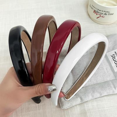 2CM Mode Damen PU Stirnbänder Synthetisches Leder Schwamm Haarbänder für Dame Mädchen Tägliche Presse Haar Accessoires
