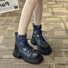 Martin boots women's autumn and winter new old thick-soled denim locomotive breathable thin tooling short boots