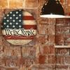 8 Inch Round Metal Tin Sign American Flag Wall Decor for Home Yard
