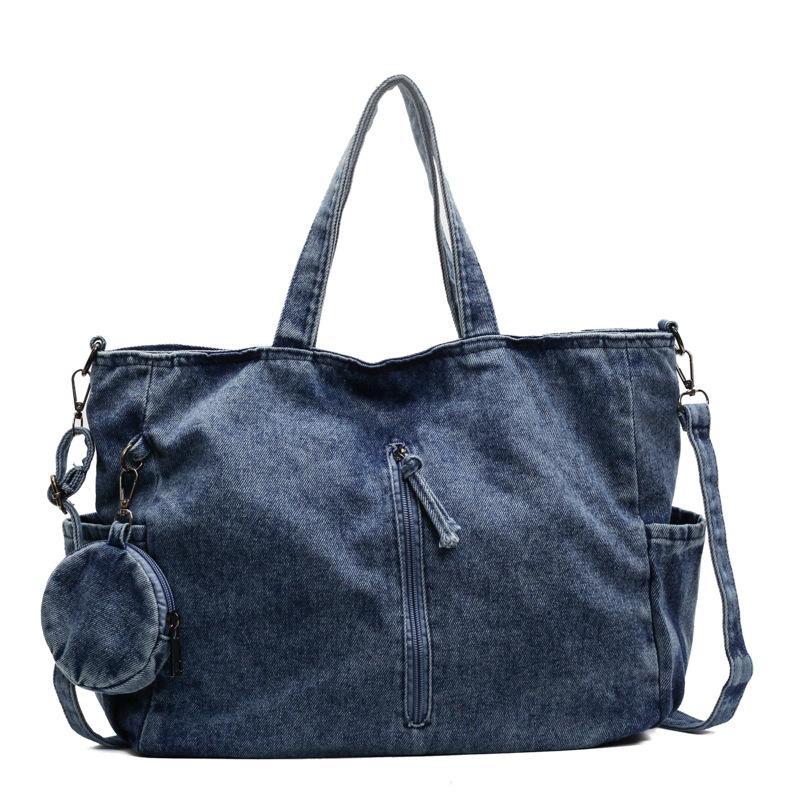 Fashion commuter portable large-capacity bag women's new denim shoulder bag messenger bag tote bag