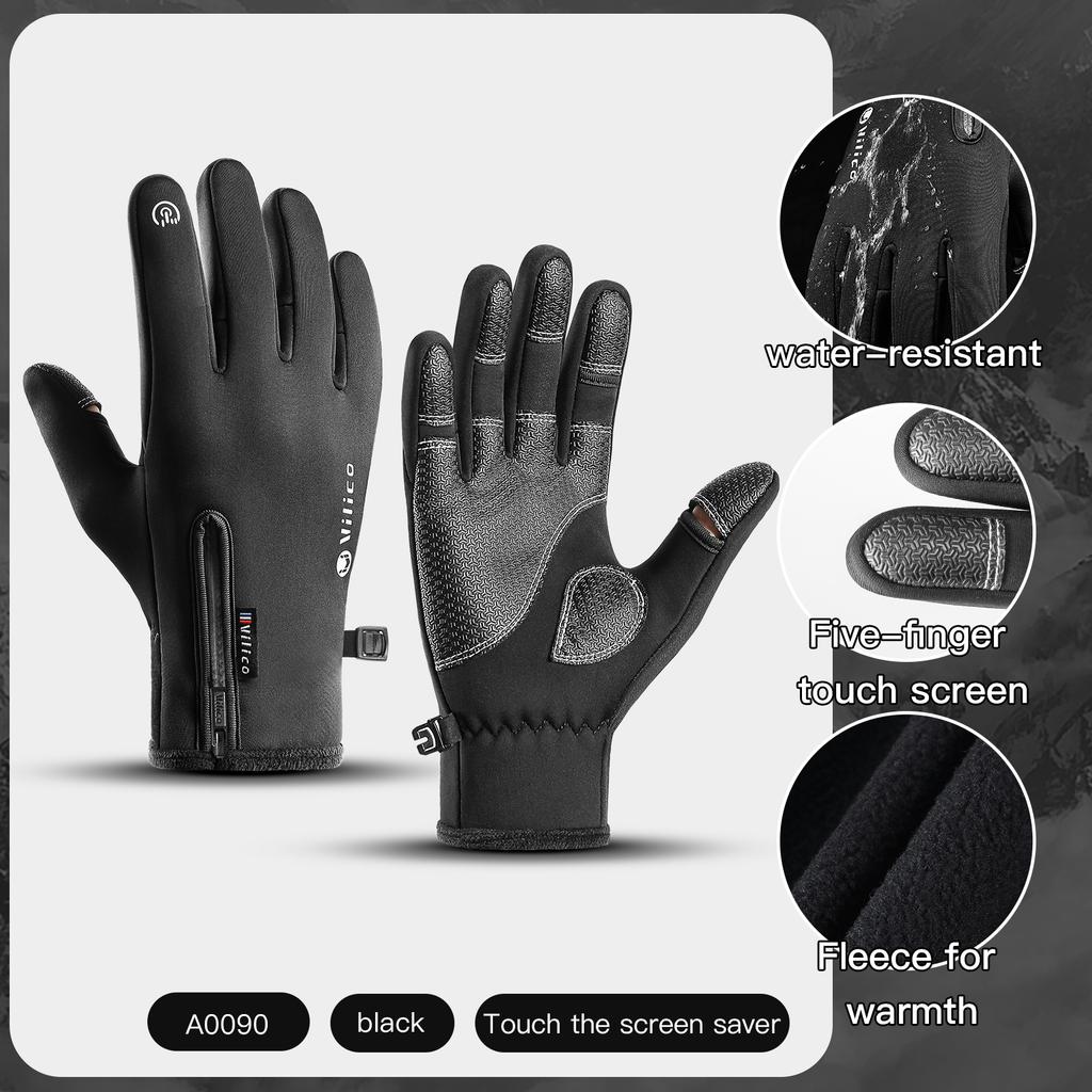 Winter Warm Outdoor Riding Bike Fishing Polar Fleece Gloves Exposed Two-finger Touch Screen Non-slip Waterproof Unisex New Glove