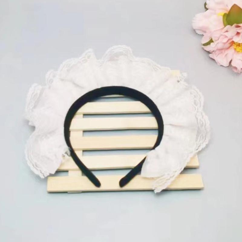 Women Pleated Lace Headbands Cosplay Maid Hairband Carnivals Halloween Headbands