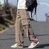 Overalls men's trendy brand spring enlarged multi-pocket casual pants loose straight pants men's pants