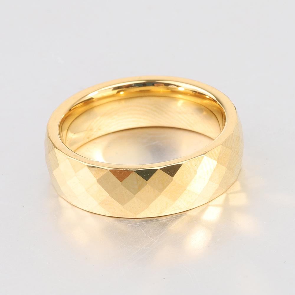 European American Ins New Tungsten Steel 4MM 6MM Faceted Polygon Rhombus Couple Rings