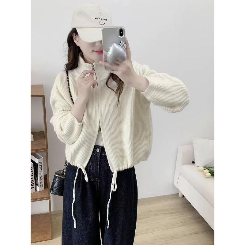 

Hooded zipper fashion knitted cardigan women s autumn and winter new loose age-reducing sweater jacket top trendy one size fits all