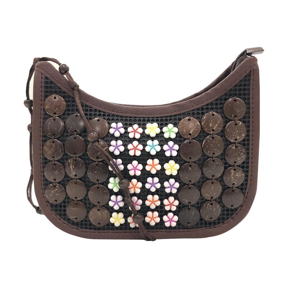 

RSINC Handcrafted Coconut Shell wooden Sling bag for Women Brown White B0DVSQB3VF