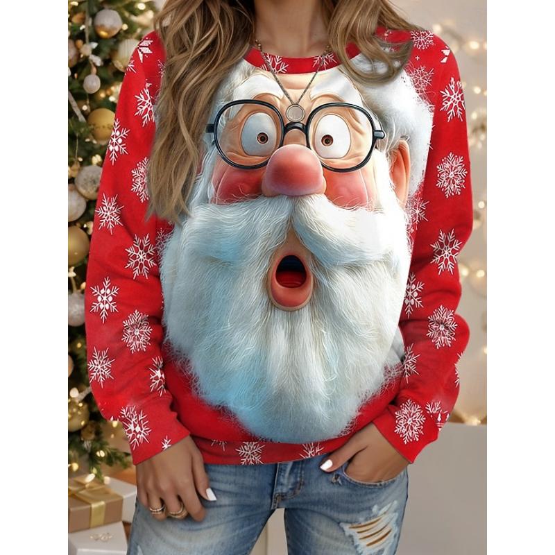 Women's Pullover Sweatshirt Cat Christmas Tree Christmas Casual Long Sleeve Crew Neck Regular Tops