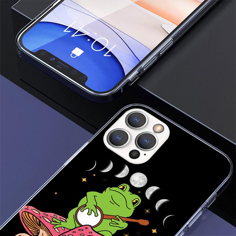 Cottagecore Frog Mushroom Kawaii Phone Case For iPhone 17 Air 16 Pro Max 16E 15 + 14 Plus 11 12 13 Mini 7 8 SE Gift Print Cover