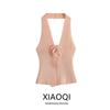 Fashion Wind 2024 New Fall Women's Clothing Stylish Silm Easiest for Match V Neck Work Clothing Hook Flower Knitting Halterneck Cardigan