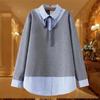 Maglia a maniche lunghe taglie forti da donna Collezione Primavera Autunno Felpa con design patchwork