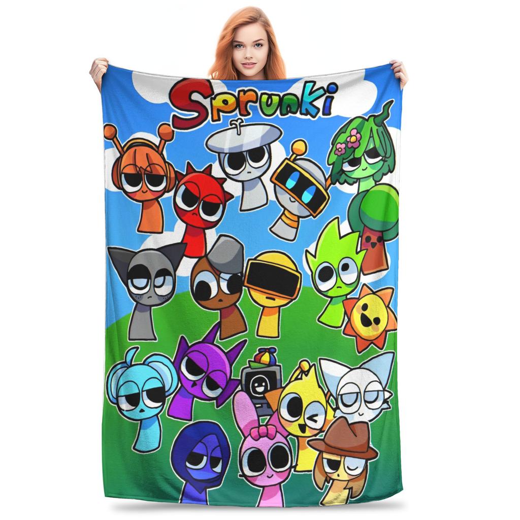 Incredibox Sprunki Game Blanket Fleece Spring/Autumn  Portable Warm Throw Blanket for Home Outdoor Plush Thin Quilt