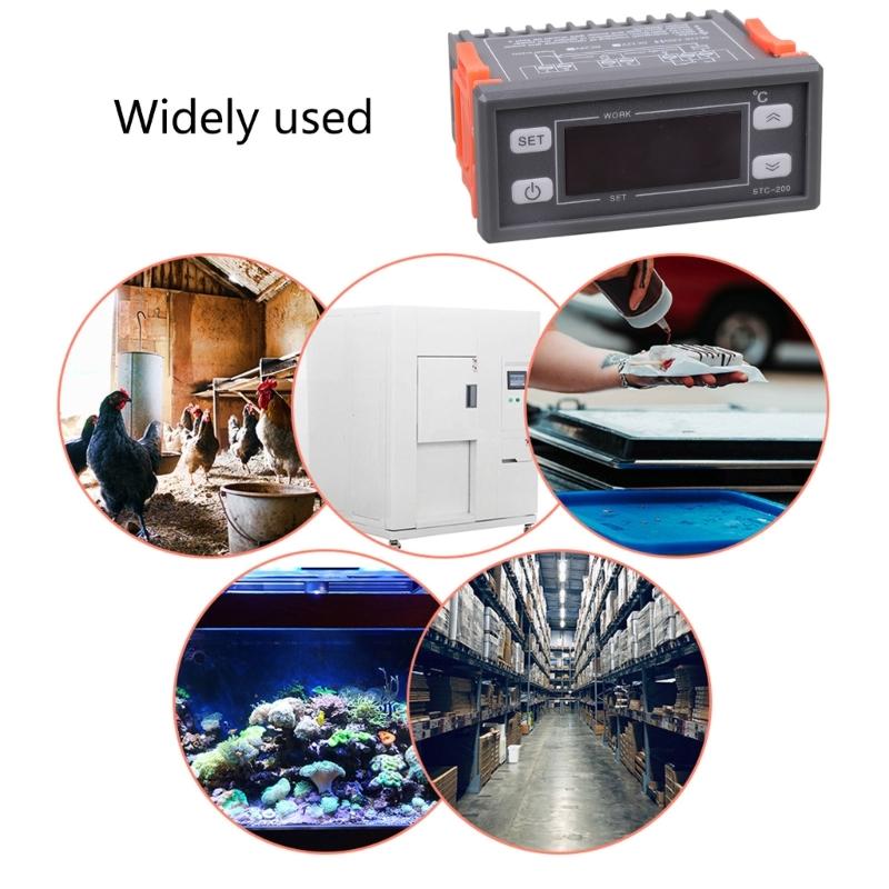 Digital Thermostat Temperature Controller Thermoregulator Relays Heating Cooling for Incubator Refrigeration 220V STC-200