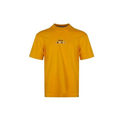 T-Shirt mit Buchstabenprint, Rundhalsausschnitt, kurzen Ärmeln, Herren-Tops, Gold 597337-25