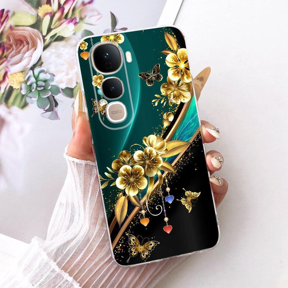 For Vivo Y400 5G Case V2506 New Fashion Flower Cover Transparent Silicone Slim Soft Phone Cover For Vivo Y400 Pro Y400Pro Bumper