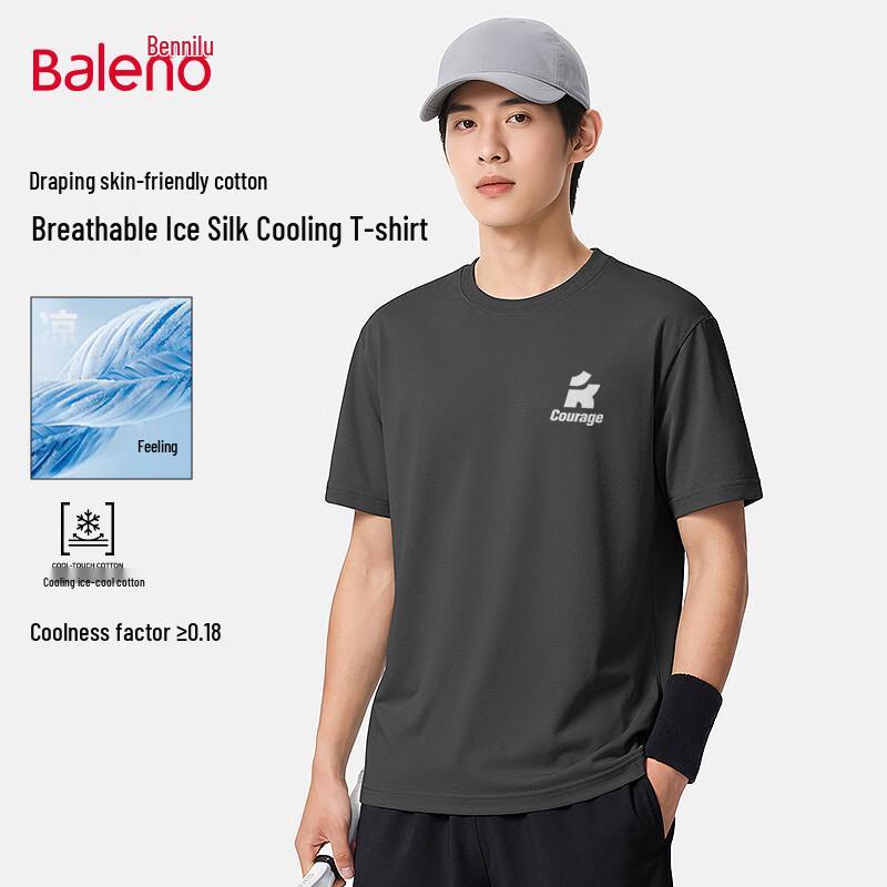 Baleno Men s Ice-Feel Loose Fit Round Neck T-Shirt L