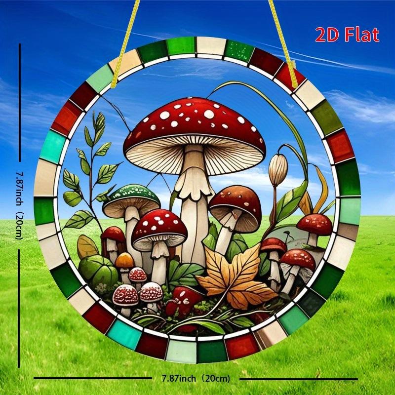 Mushroom Suncatcher, Stained Window Hanging, Four Seasons Decoration, novelty home decor, Perfect Durable for Bedroom, Store, Office, Kitchen