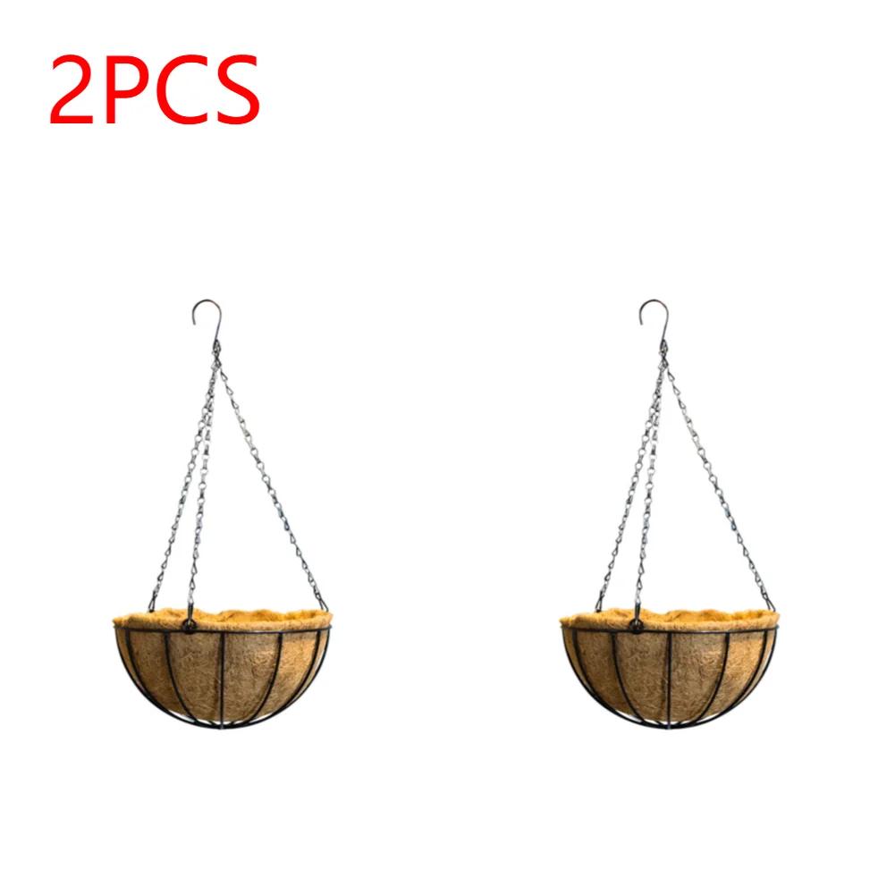 Hanging Baskets Portable Outdoor House Balcony Wall Hanging Iron Art Wrought Coconut Flower Plant Pot Garden Supplies
