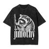 Jimothy Raccoon T Shirts Hip Hop Washed Short Sleeve Oversize T-Shirts Cute Panda for Men Women Tops Streetwear Summer Tees