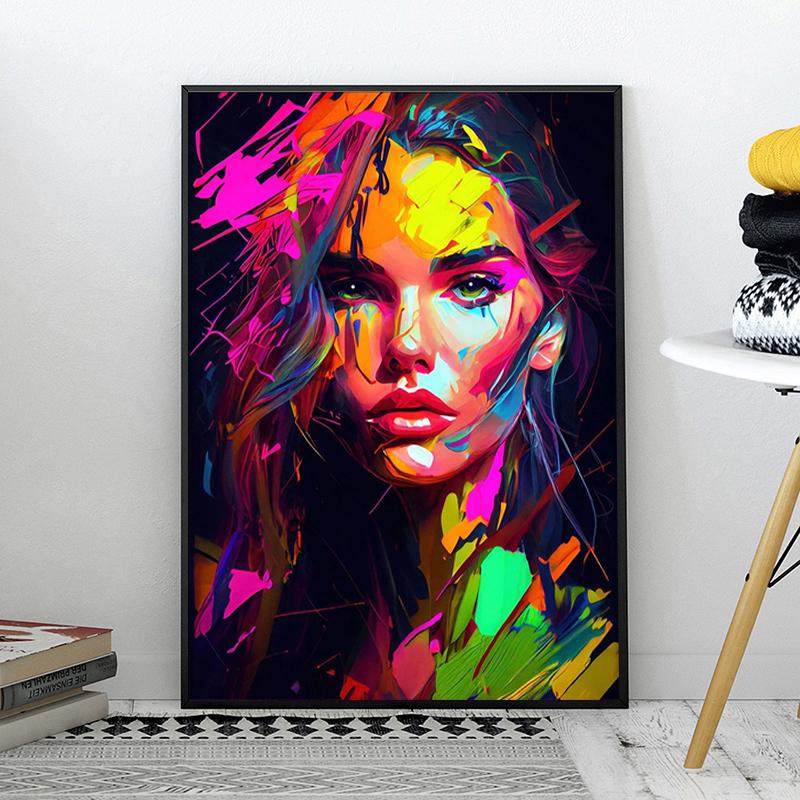 Imprimare afiș femeie colorată abstractă, artă modernă, pictură pe pânză, pentru dormitor, sufragerie, decorare a casei Cuadros