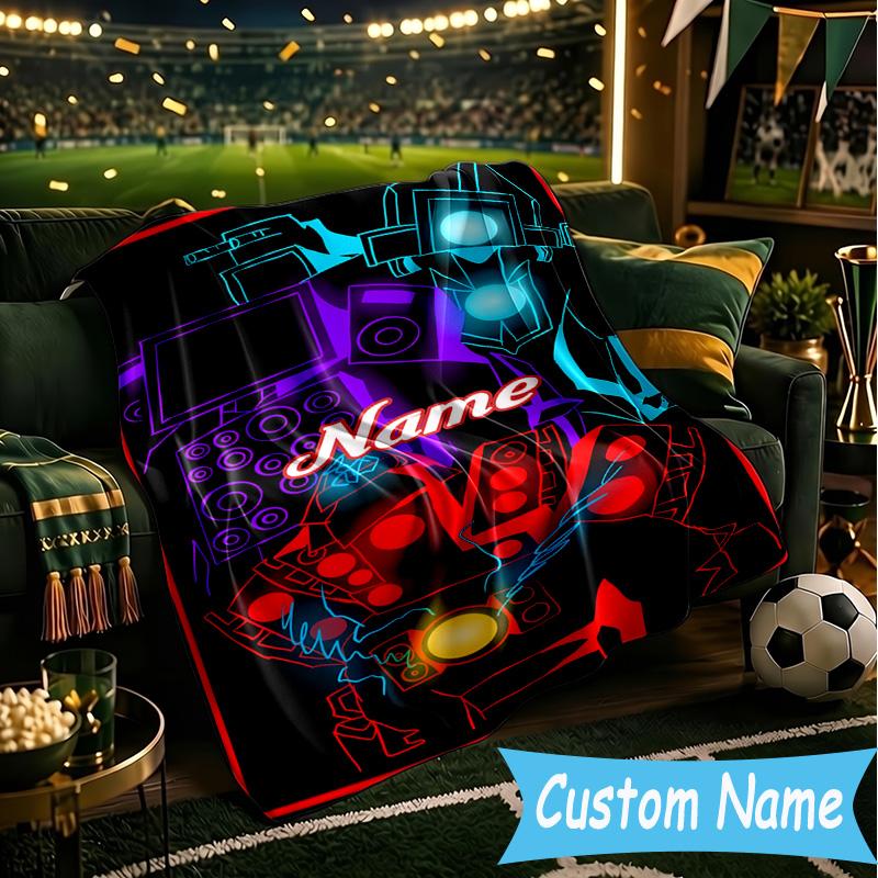 1PC Custom Name Skibidi Future Adventure Throws Blanket Flannel Blankets for Couch Bed Gifts for Men Women Travel Picnic Christmas Fan Gifts