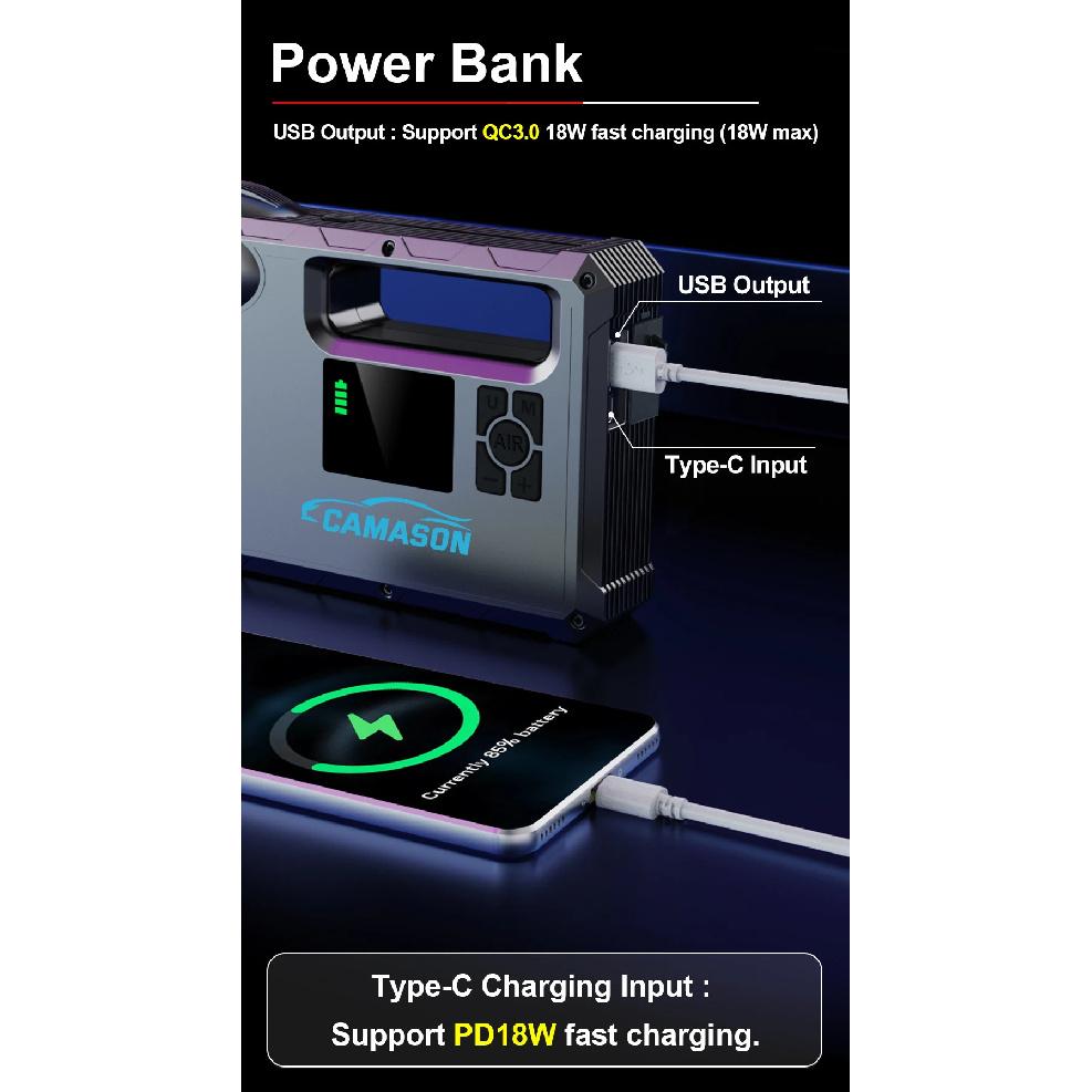 5 in 1 Car Jump Starter with air Compressor Portable Flashlight Starting Device Power Bank Battery Automotive Booster start
