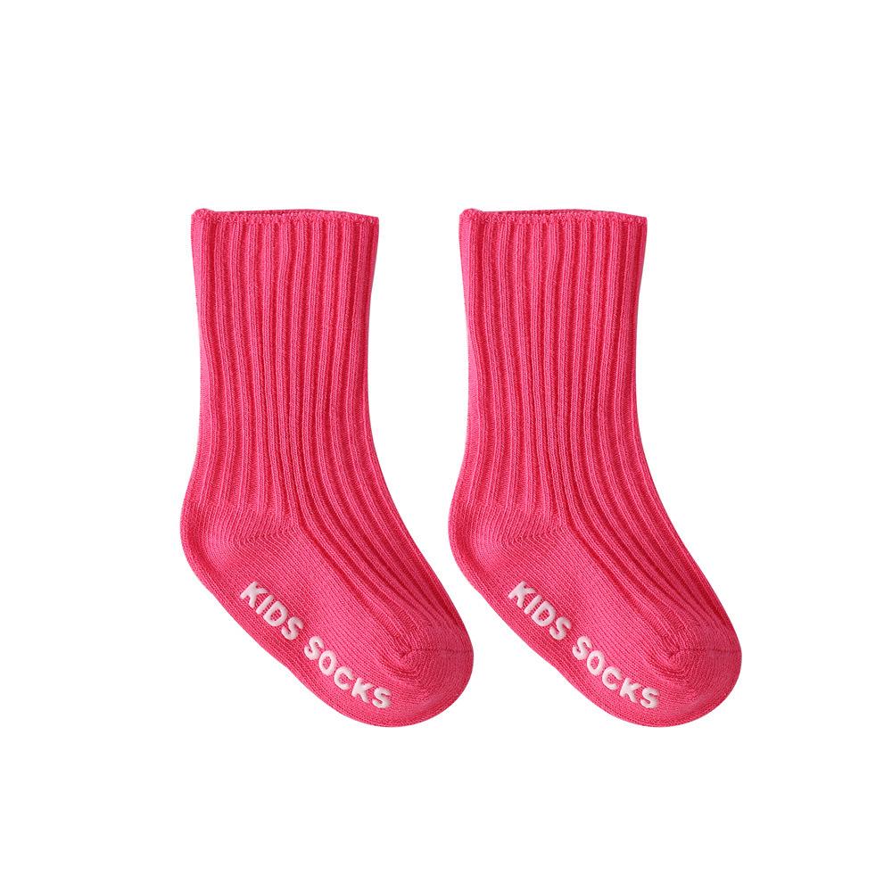 Solid Mid-Calf Striped Non-Slip Baby Socks with Loose Cuff