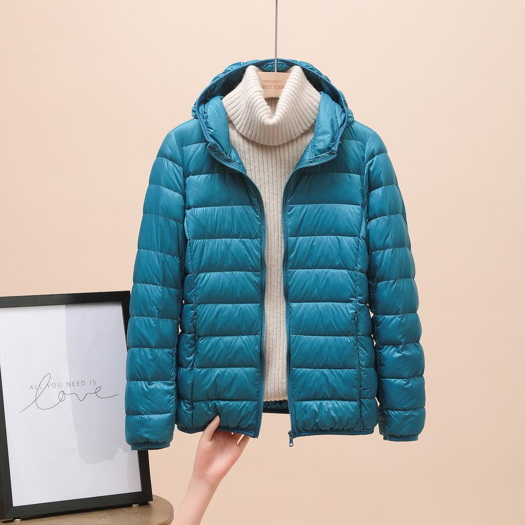 Down jacket women's new short light and thin thickened warm slim white duck down fashion coat