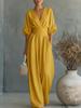 Elegant V-Neck Waist-Cinching Women's Jumpsuit for Spring and Summer