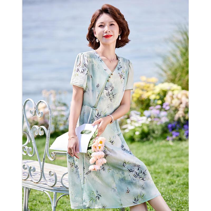 

Women s Breathable Short Sleeve V-Neck Modified Cheongsam Dress 3XL