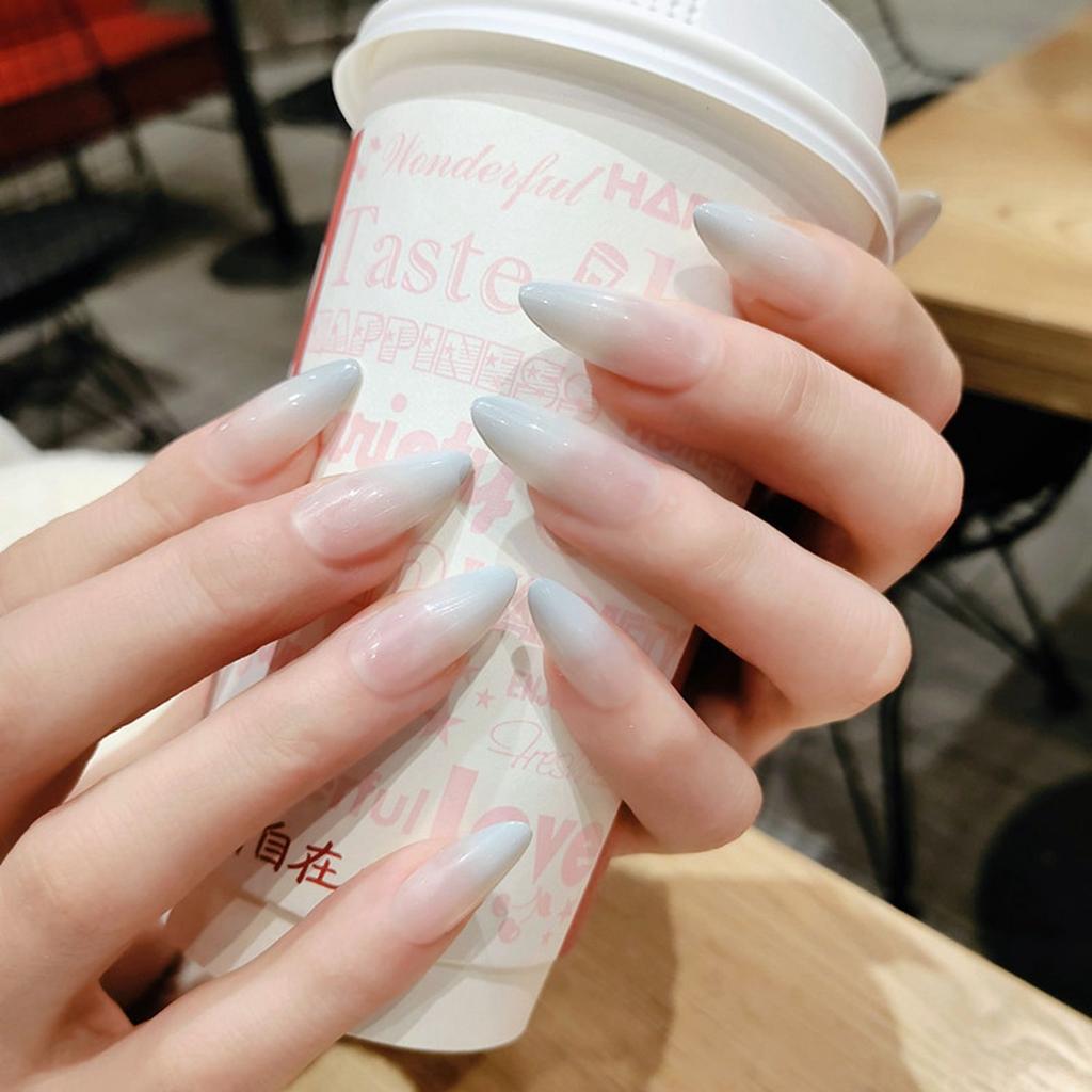 24pcs/box Women Fashion Manicure Tool Full Cover Wearable Fake Nails Nail Tips Stiletto False Nails