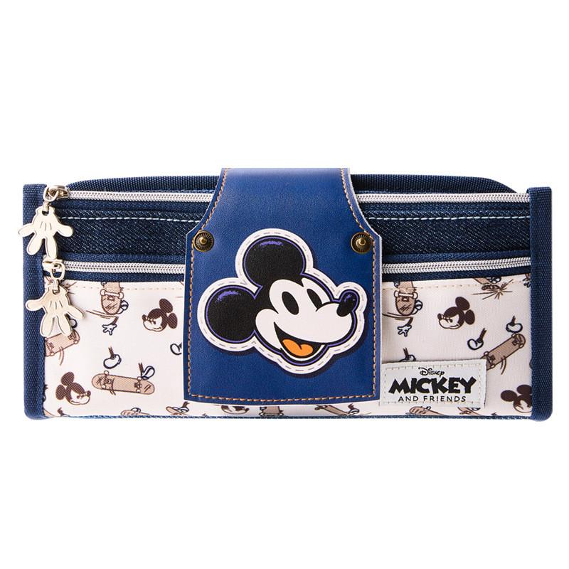 Mickey Mouse Multi Compartment Pencil Case With Pu And Polyester For Students And Office Use