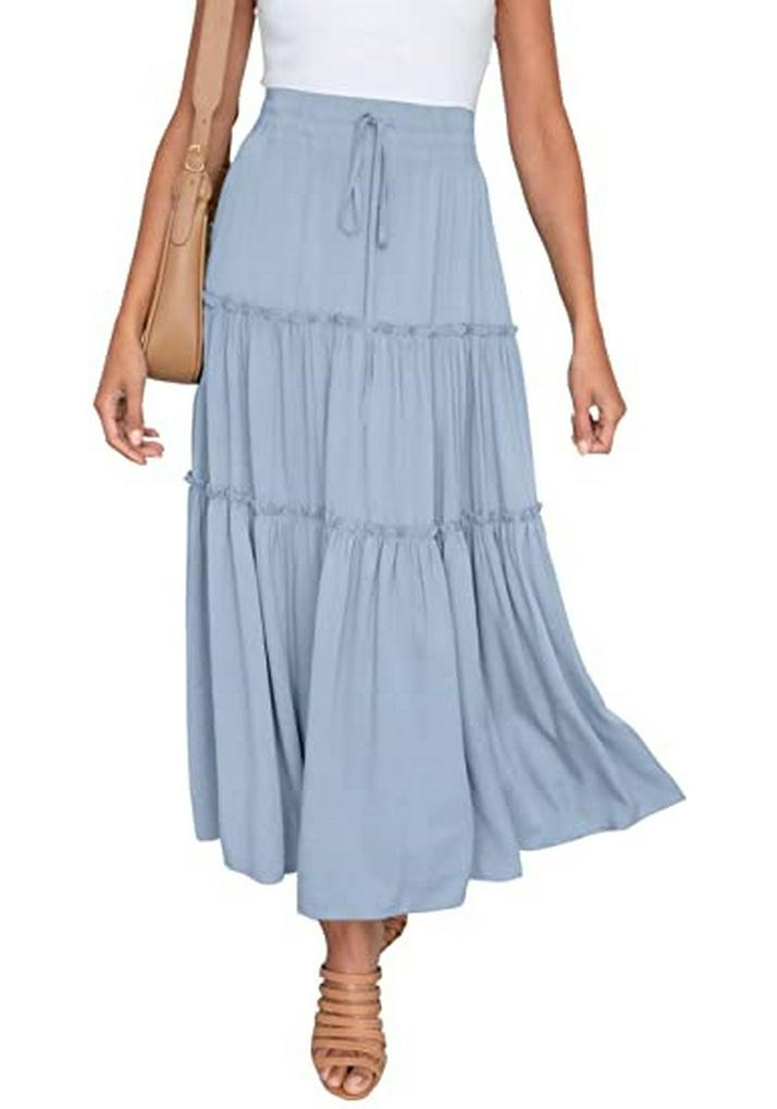 European & American Women's Bohemian A-Line Pleated High Waist Skirt