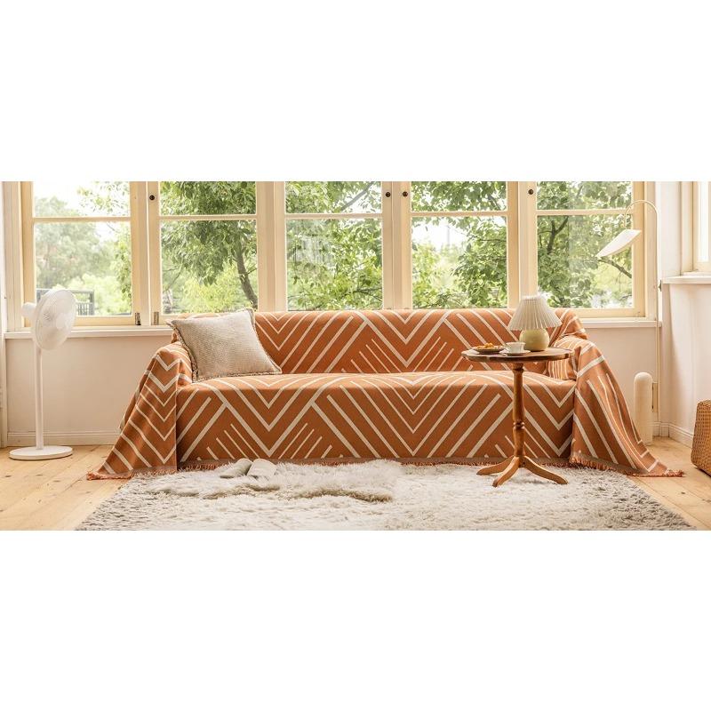 Slipcover Multi Functional Sofa Towel Cover Geometric Thick Double-sided Tablecloth Sofa Covers for Living Room