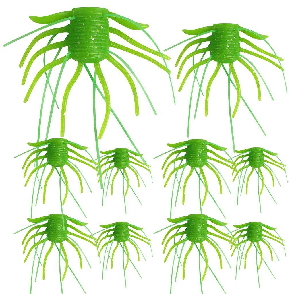 1.8g&2.8g 10pcs Sinking Soft Fishing Lure Wacky Worms with Multiple Tentacles Bass Fishing Artificial Bait Tackle