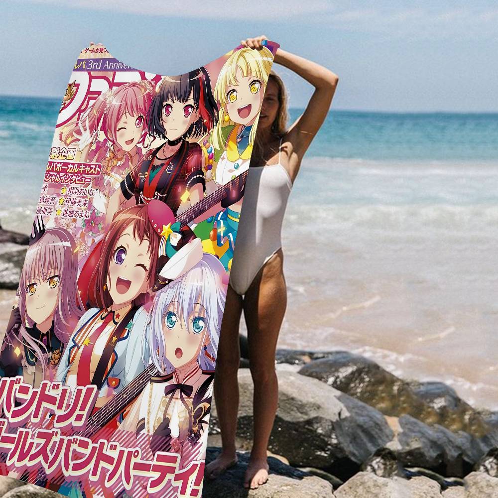 Anime BanG Dream Anime Beach Swimming Towel Soft Absorbent Washcloth Children's Gifts For Kids Travel Camping Gym