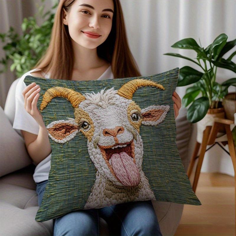 1/4pcs Funny Goat Throw Pillow Covers Farmhouse Animal Decorative Cushion Cases for Home Sofa Couch Cushion cover