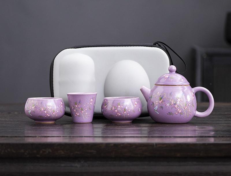 

Purple Porcelain Ru Kiln New Model Brewing Household Small Tea Table Complete Set Light Luxury High-end 55-200ml