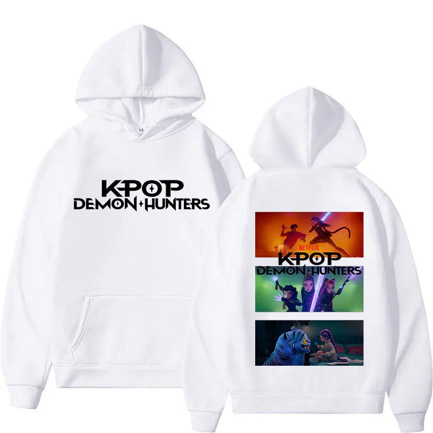 K-pop Demon Hunters Movie Print Hoodie Men Women Loose Hooded Pullover Sweatshirt Harajuku Y2K Fashion Long Sleeve Streetwear