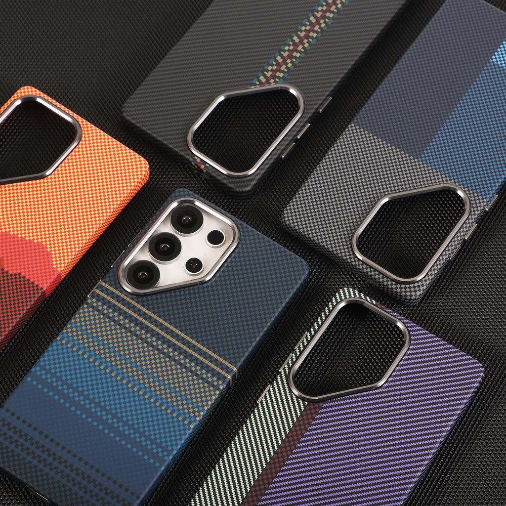 Business Slim Kevlar Carbon Fiber Pattern Case For Samsung Galaxy S26 Ultra S25 S24 S23 S22 Plus For Magsafe Skin-friendly Cover