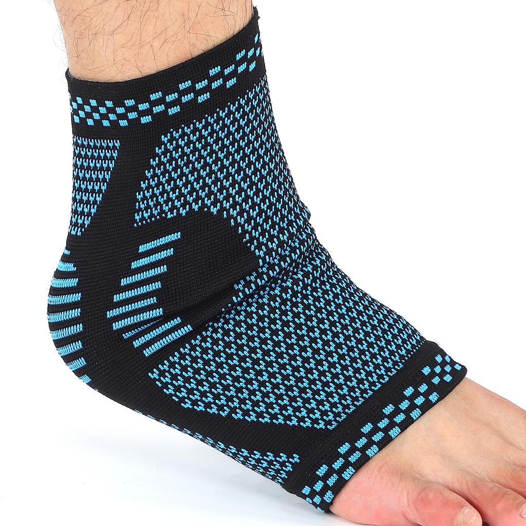 Ankle Brace Nylon Stretch Knit Lightweight Breathable Blue Ankle Bandage Wrap for Men Women Sports Foot