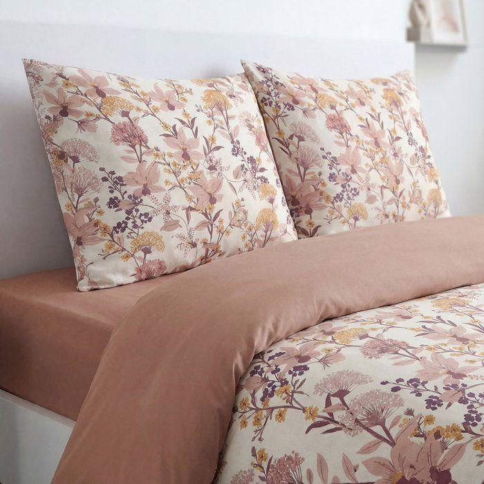 Parure de Lit - 240 x 220 cm - Coton Imprimé Motif Floral Rose - TODAY SUNSHINE