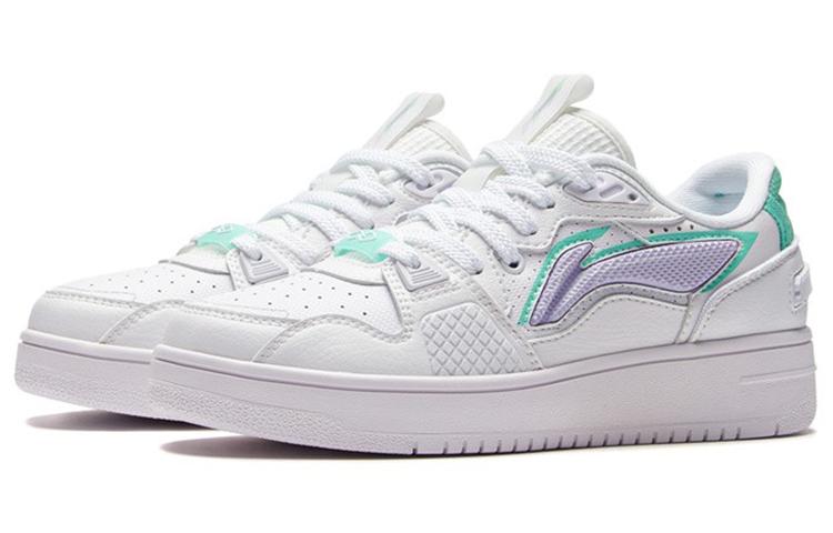 Li Ning Abrasion Resistant Slip Resistant Low top Skateboard Shoes Women's White Purple AGCS084-4