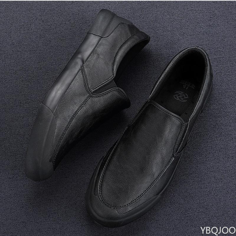 Men's casual leather shoes fashionable low cut solid color autumn winter new style anti slip simple comfortable men's shoes