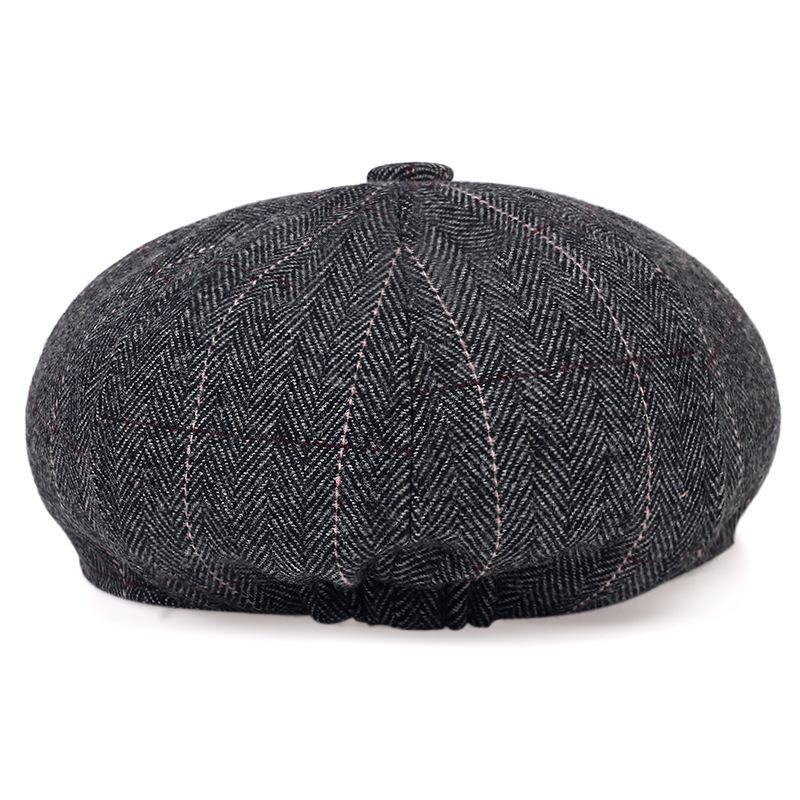 High quality Classic Hat Unisex Vintage Tweed Flat Beret Street Hat Herringbone Newsboy cap Casual Outdoor Striped Octagonal Hat